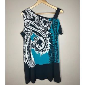 Eva Varro geometric off shoulder XL tunic top